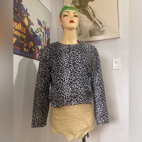Vintage Handmade Leopard Print Faux Fur Jacket - 90s - Metal Zipper - M/L - Picture 2 of 16